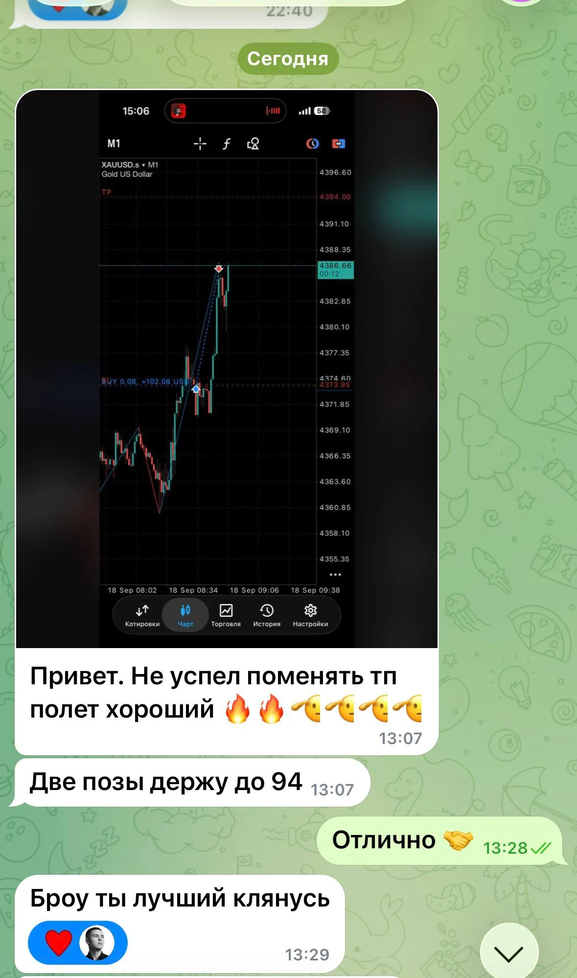 Скриншот переписки: Броу ты лучший клянусь